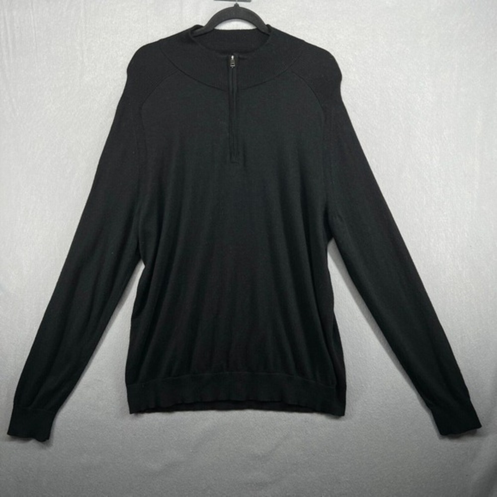 Express Sweater Mens Size‎ XL Black 1/4 Quarter Zip Merino Wool Blend Neutral